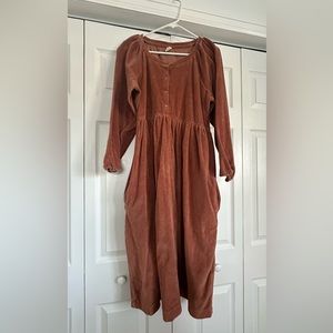 Gathered midi pocket dress